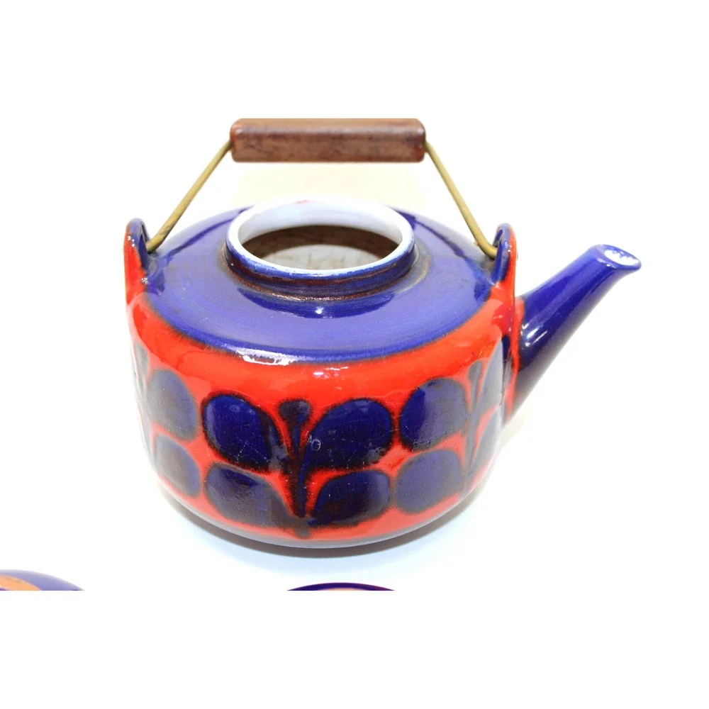 VTG Waechtersbach West Germany Fat Lava MCM Mid Century Teapot Set 5 Cups